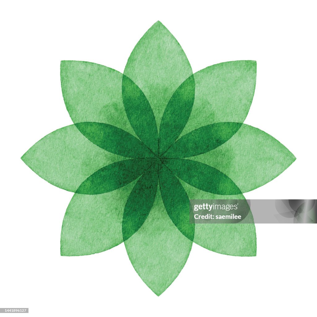 Green Pattern Symbol Watercolor Green Symbol With Leaves High-Res Vector Graphic - Getty Images