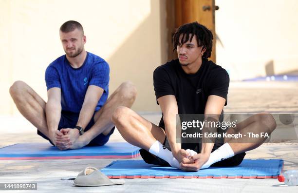Trent Alexander-Arnold of England trains at a hotel in Doha, Qatar on November 16, 2022.