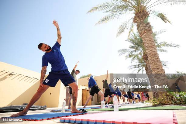 Kyle Walker of England trains at a hotel in Doha, Qatar on November 16, 2022.