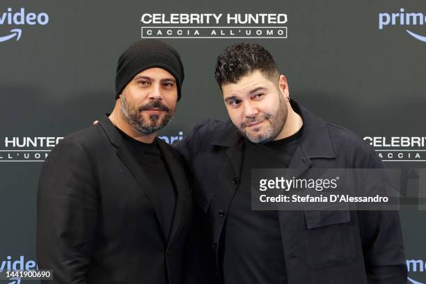 Marco D'Amore and Ciro Esposito attend the "Celebrity Hunted" photocall at Hotel Excelsior on November 16, 2022 in Milan, Italy.