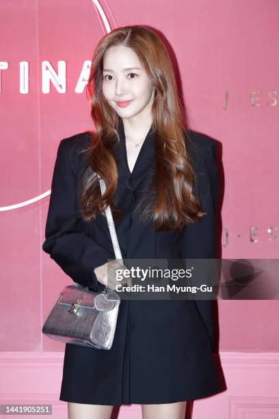 South Korean actress Park Min-Young attends the J.ESTINA pop-up store open photocall at J'Z Bar on November 16, 2022 in Seoul, South Korea.