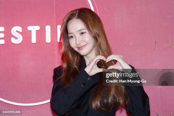 South Korean actress Park Min-Young attends the J.ESTINA pop-up store open photocall at J'Z Bar on November 16, 2022 in Seoul, South Korea.