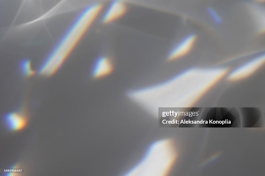 Dreamy surreal rainbow crystal disco ball light refraction texture overlay effect