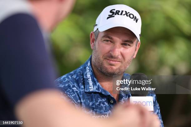 Ryan Fox of a New Zealand speaks to Sky Sports during the Zoom Virtual Clubhouse Sky Studio prior to the DP World Tour Championship on the Earth...