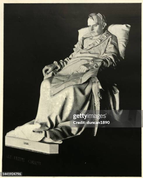 statue, last days of napoleon at st helena, by vela - st helena ethnicity stock illustrations