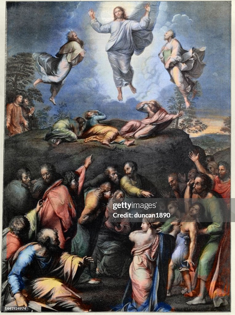La Transfiguración de la última pintura del maestro italiano del Alto Renacimiento Rafael, Jesús en el arte cristiano