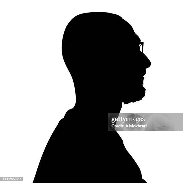 profile portrait, man head silhouette icon, withe background. - architect portrait stock illustrations