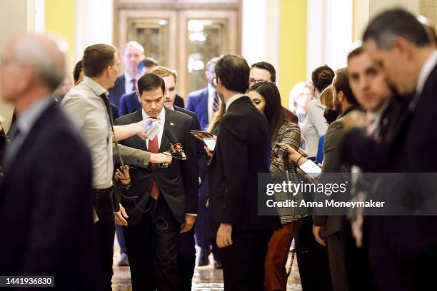 Sen. Marco Rubio arrives to a meeting with Senate Republicans at the U.S. Capitol on November 16, 2022 in Washington, DC. On Wednesday morning,...