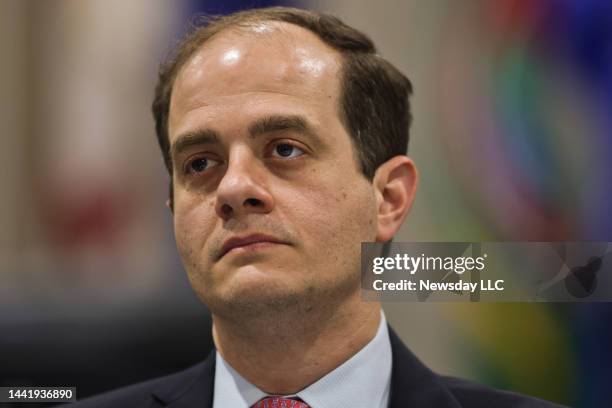 Tom Falcone, CEO of LIPA, during the Climate Action Council public hearing at Brookhaven Town Hall, in Farmingville, New York, on April 6, 2022.