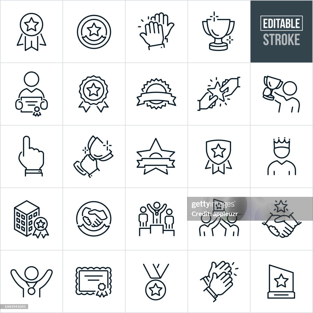 Awards Thin Line Icons - Editable Stroke