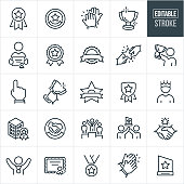 Awards Thin Line Icons - Editable Stroke