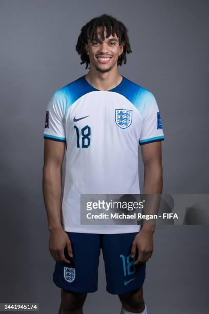 Trent Alexander-Arnold of England poses during the official FIFA World Cup Qatar 2022 portrait session on November 16, 2022 in Doha, Qatar.