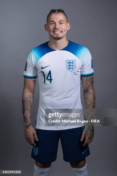 Kalvin Phillips of England poses during the official FIFA World Cup Qatar 2022 portrait session on November 16, 2022 in Doha, Qatar.