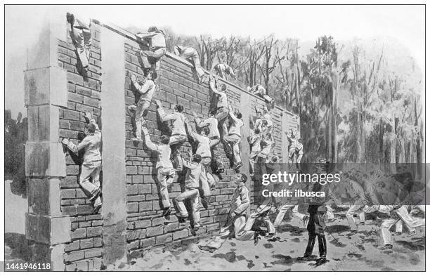 antique image: french national military academy la flèche - military training stock illustrations