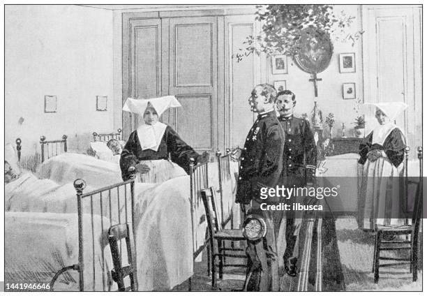 antique image: french national military academy la flèche - archival hospital stock illustrations