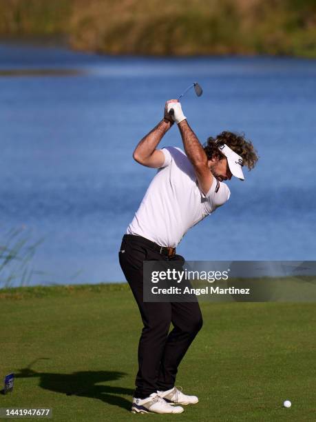 Gary Stal of France tees off on the seventh hole during the Day Six of the Final Stage of Qualifying School at Lakes Course, Infinitum on November...