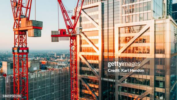 london construction at sunrise - skyline evolution bildbanksfoton och bilder