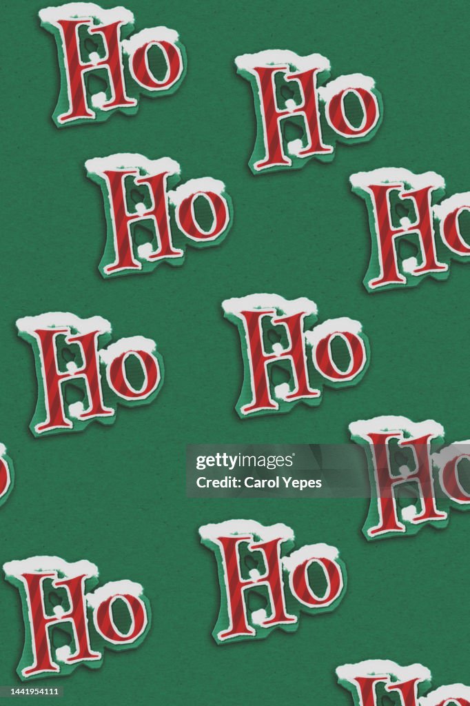 Ho ho ho text in green paper
