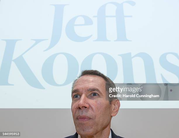 Artist Jeff Koons looks on during the 'Jeff Koons' exhibition preview at the Fondation Beyeler on May 11, 2012 in Basel, Switzerland. The exhibition...