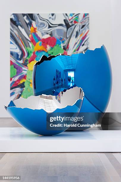 Artworks by Jeff Koons are displayed during the 'Jeff Koons' exhibition preview at the Fondation Beyeler on May 11, 2012 in Basel, Switzerland. The...