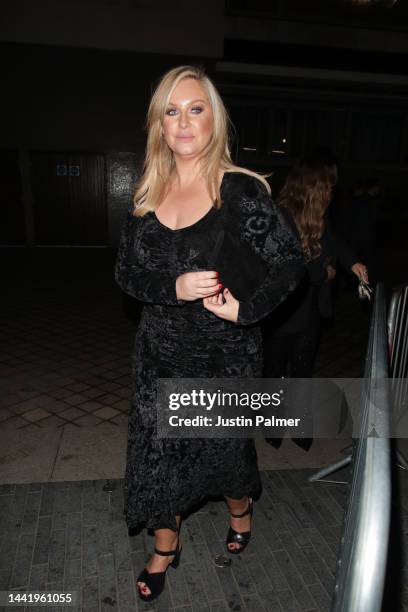 Josie Gibson seen leaving the ITV Palooza! on November 15, 2022 in London, England.