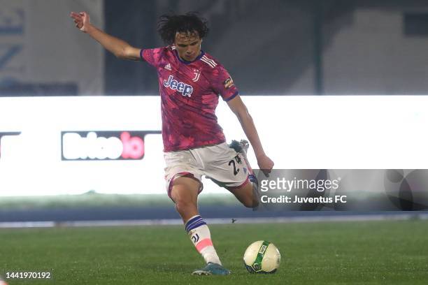 Martin Palumbo of Juventus Next Gen in action during the Coppa Italia Serie C match between Sangiuliano City and Juventus Next Gen at Ferruccio...