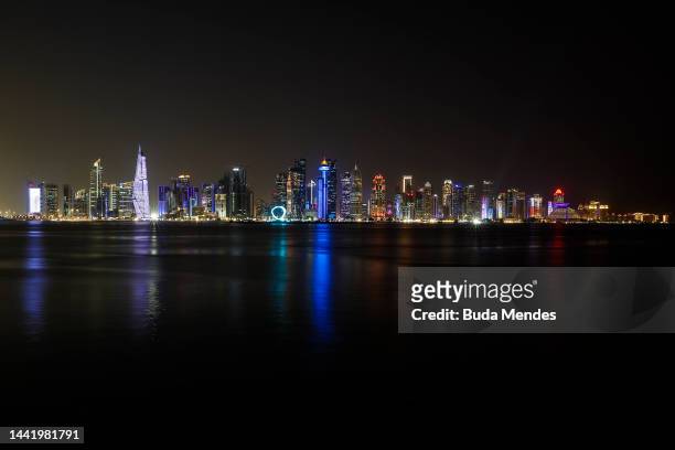 Doha skyline is seen from Corniche Waterfront ahead of the FIFA World Cup Qatar 2022 on November 16, 2022 in Doha, Qatar.