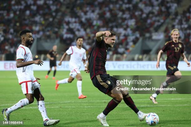 Niklas Füllkrug of Germany scores the opening goal during the international friendly match between Germany and Oman at Sultan Qaboos Sports Complex...
