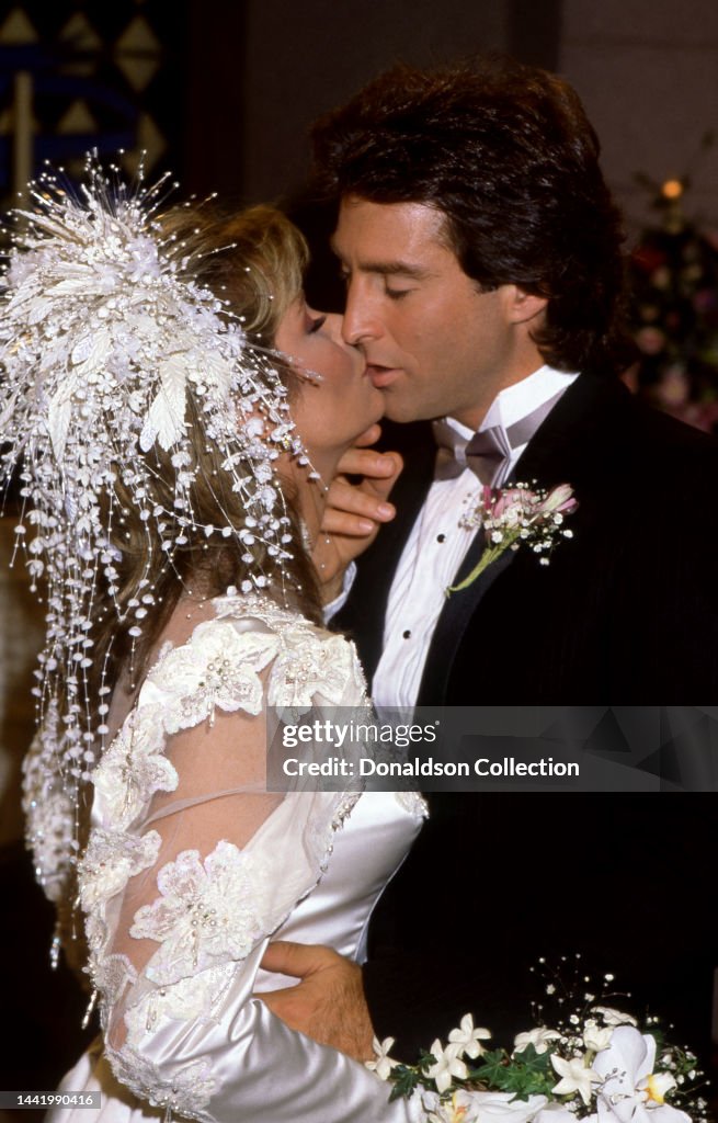 American actress Deidre Hall stars with Drake Hogestyn in a wedding American actress Deidre Hall stars with Drake Hogestyn in a wedding