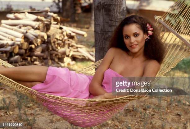 American television personality, actress and model Jayne Kennedy poses for a portrait, Los Angeles, California, circa 1982.
