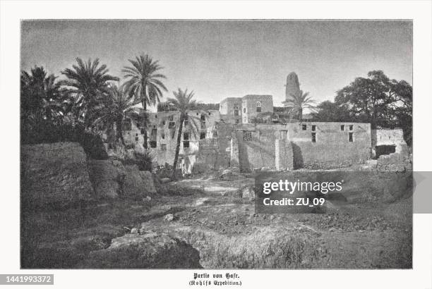el qasr, dakhla oasis, egypt, halftone print, published in 1899 - dakhla oasis stock illustrations
