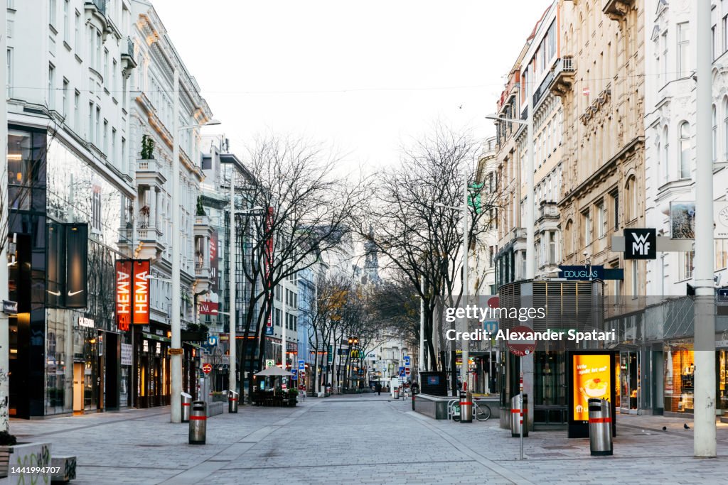 Mariahilfer Strasse shopping street in Vienna, Austria