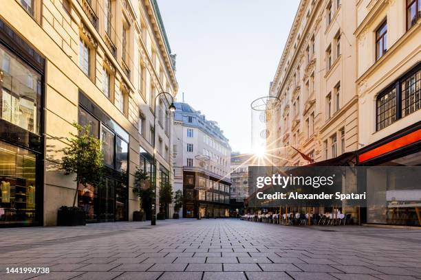 morning in vienna old town, austria - pedestrian zone stock pictures, royalty-free photos & images