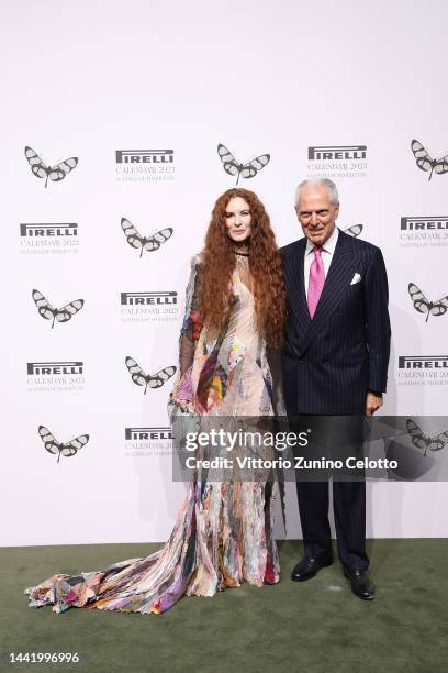 Emma Summerton and Marco Tronchetti Provera attend the Calendario Pirelli 2023 Presentation at Pirelli HangarBicocca on November 16, 2022 in Milan,...