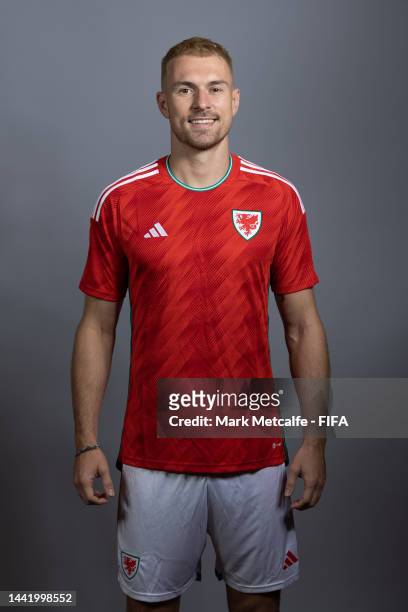 Aaron Ramsey of Wales during the official FIFA World Cup Qatar 2022 portrait session on November 16, 2022 in Doha, Qatar.