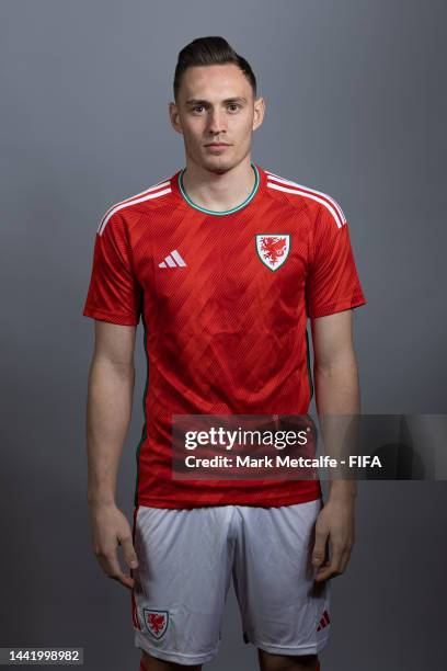 Connor Roberts of Wales during the official FIFA World Cup Qatar 2022 portrait session on November 16, 2022 in Doha, Qatar.