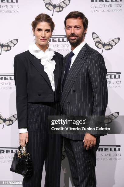 Nicole Moellhausen and Giovanni Tronchetti Provera attend the Calendario Pirelli 2023 Presentation at Pirelli HangarBicocca on November 16, 2022 in...