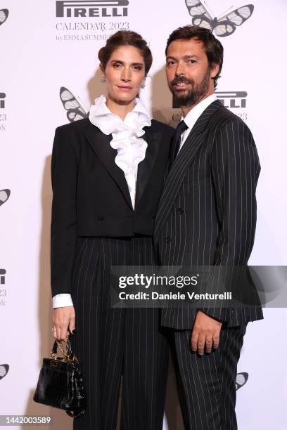 Nicole Moellhausen and Giovanni Tronchetti Provera attend the Calendario Pirelli 2023 Presentation at Pirelli HangarBicocca on November 16, 2022 in...