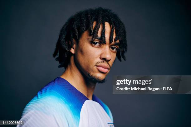 Trent Alexander-Arnold of England poses during the official FIFA World Cup Qatar 2022 portrait session on November 16, 2022 in Doha, Qatar.