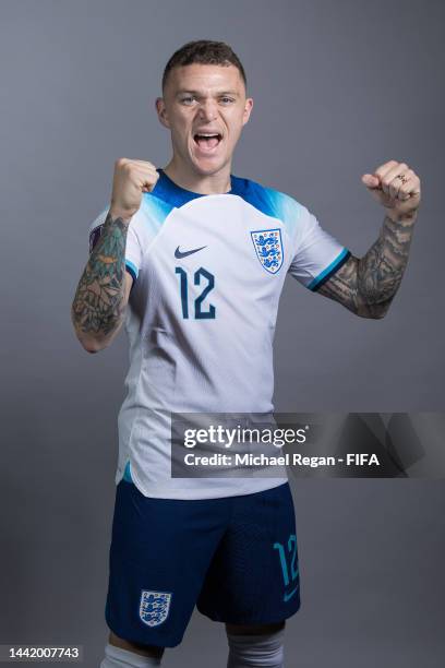 Kieran Trippier of England poses during the official FIFA World Cup Qatar 2022 portrait session on November 16, 2022 in Doha, Qatar.