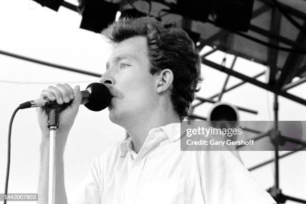 American New Wave musician Fred Schneider, of the group the B-52's, performs onstage during the Heatwave Festival at Mosport Park , Bowmanville,...