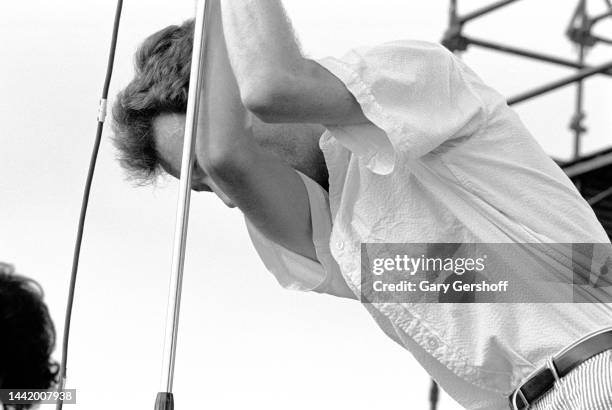 American New Wave musician Fred Schneider, of the group the B-52's, performs onstage during the Heatwave Festival at Mosport Park , Bowmanville,...