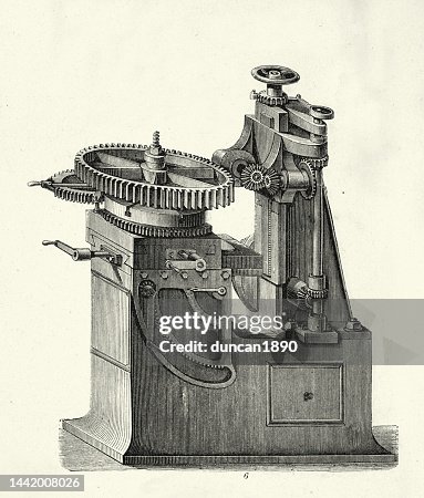 Victorian Industrial Machinery Wheel Cutting Machine 1890s 19th Century ...