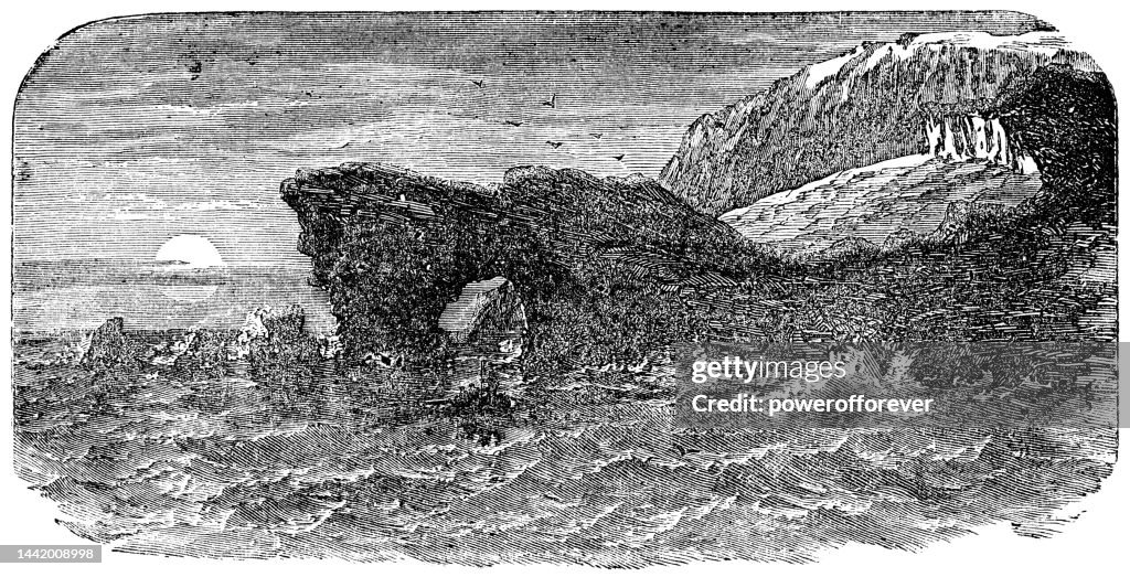 Dyrhólaey Rock Formation in Iceland - 19th Century