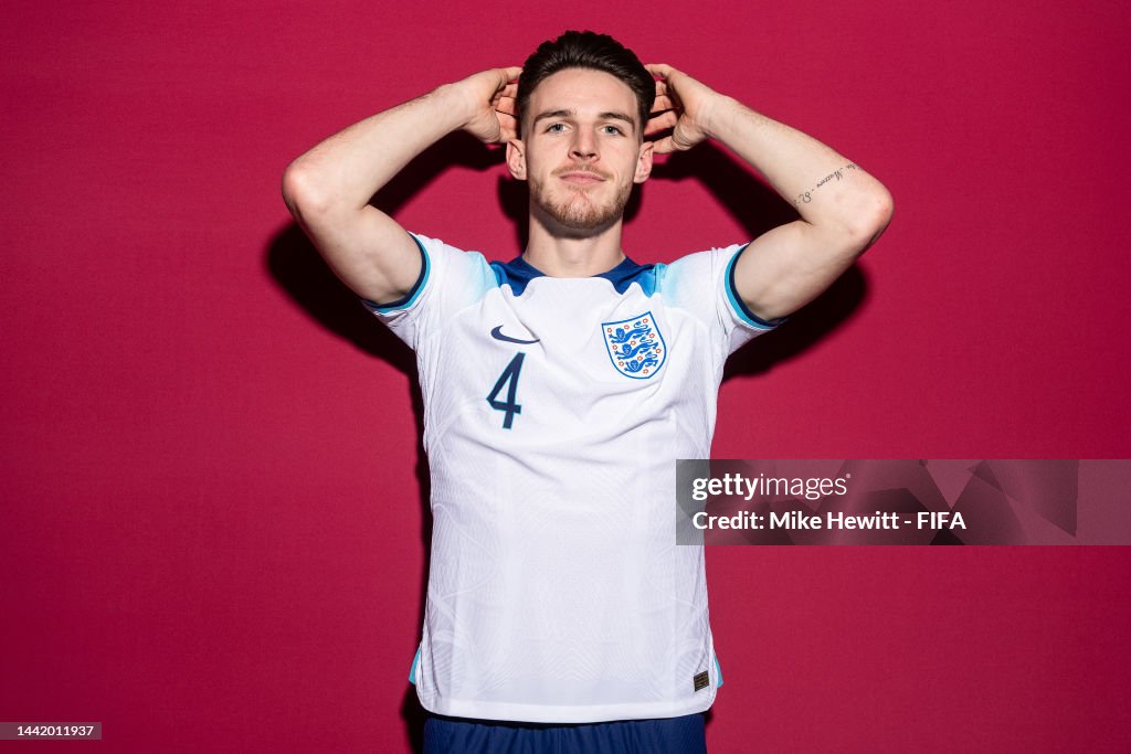 Declan Rice of England poses during the official FIFA World Cup Qatar ...