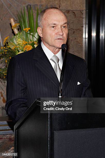 New York City Police Commissioner Raymond Kelly speaks prior to lighting The Empire State Building blue in honor of Police Memorial Week on May 11,...