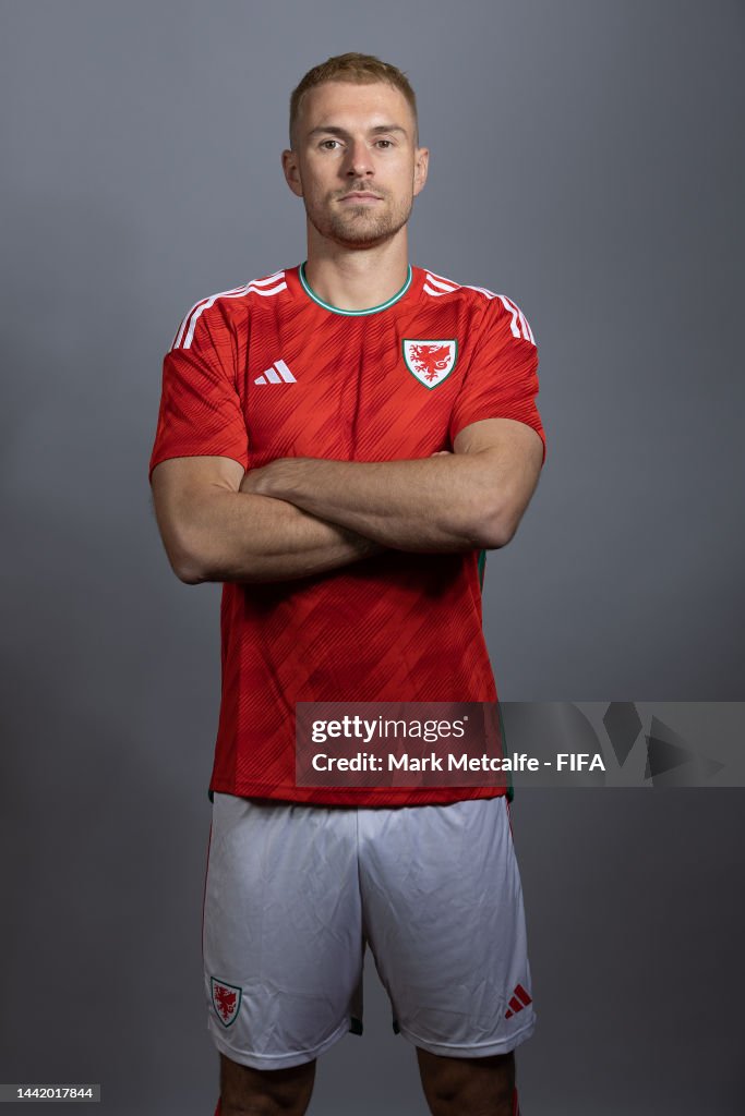 Aron Ramsay Aaron Ramsey of Wales poses during the official FIFA World Cup Qatar ...