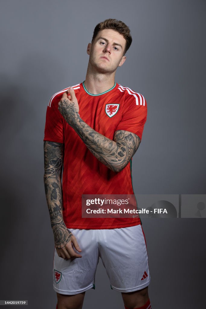 Joe Rondo Joe Rodon of Wales poses during the official FIFA World Cup Qatar ...