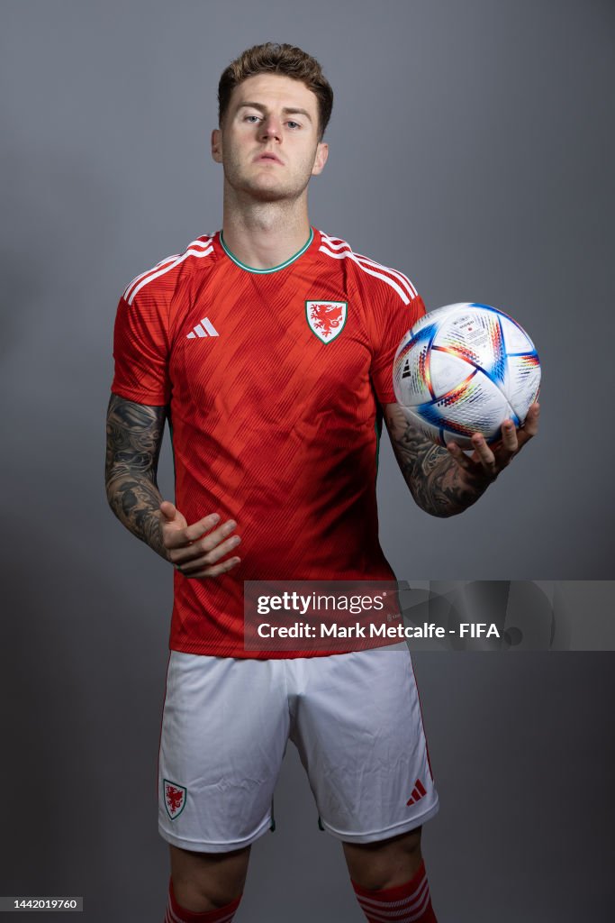 Joe Rondo Joe Rodon of Wales poses during the official FIFA World Cup Qatar ...