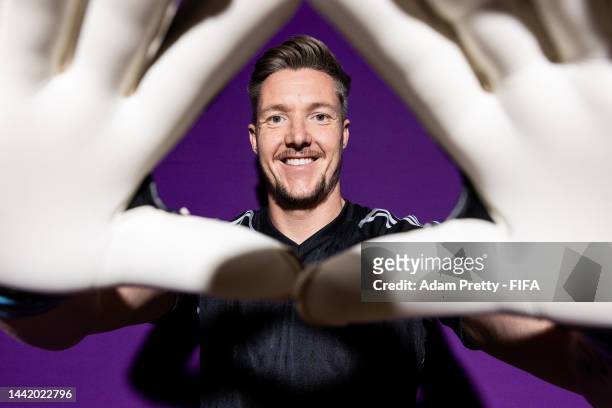 Wayne Hennessey of Wales poses during the official FIFA World Cup Qatar 2022 portrait session on November 16, 2022 in Doha, Qatar.